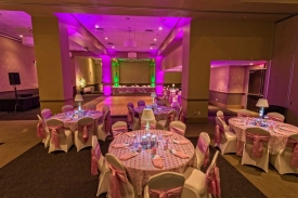 Colorful room set with Custom Table Overlays, Chair Covers and Ties, Wedding at the Red Oak Ballroom in Fort Worth, Sundance Square. Colorful room set with Custom Table Overlays, Chair Covers and Ties, Wedding at the Red Oak Ballroom in Fort Worth, Sundance Square.