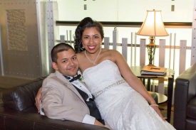 Bride and Groom in Lobby, Wedding at the Red Oak Ballroom in Fort Worth, Sundance Square. Bride and Groom in Lobby, Wedding at the Red Oak Ballroom in Fort Worth, Sundance Square.