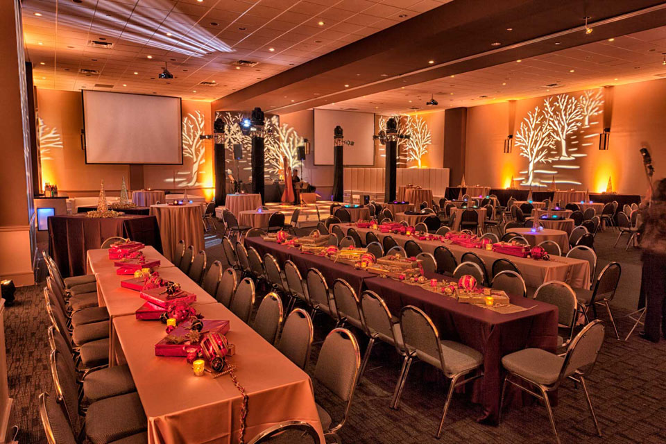 Fabulous Holiday Party in Gold and Red, Corporate Socials at the Red Oak Ballroom in Austin