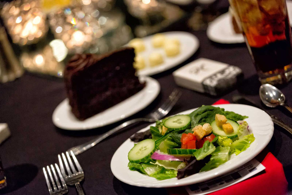 Preset Salad and Dessert, Corporate Celebration at the Red Oak Ballroom in Fort Worth, Sundance Square.