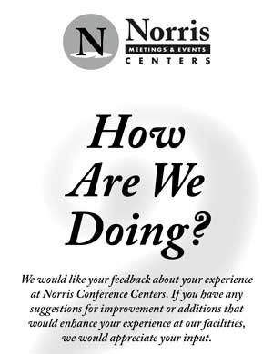 Norris Centers Survey Card, available at all Norris facilities
