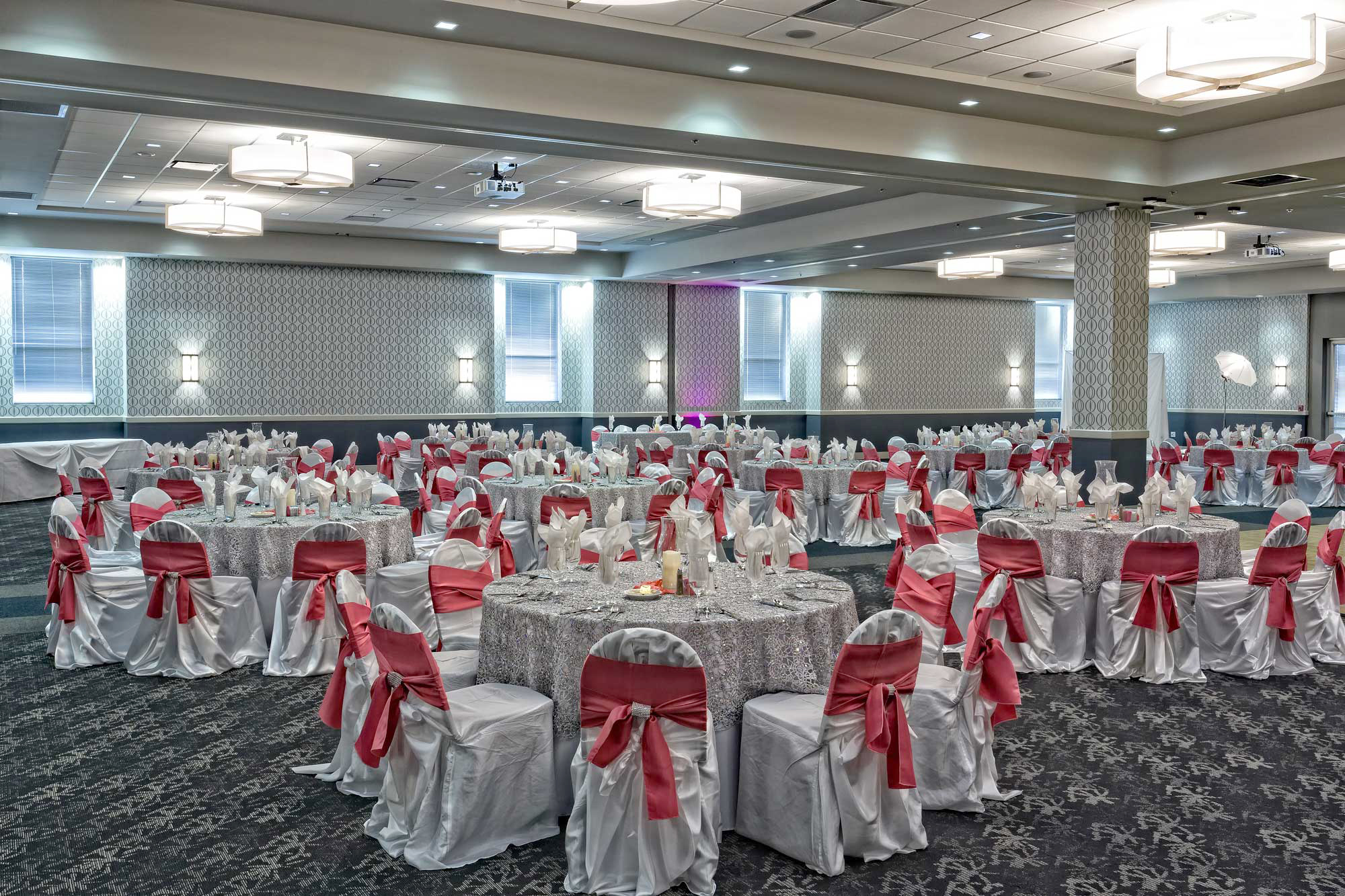 Fabulous Quinceanera, with Upgraded Table Linens and Chair Covers with Ties at the Red Oak Ballroom San Antonio
