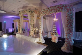 Dramatic Head Table Set for Wedding at the Red Oak Ballroom Houston/CityCentre